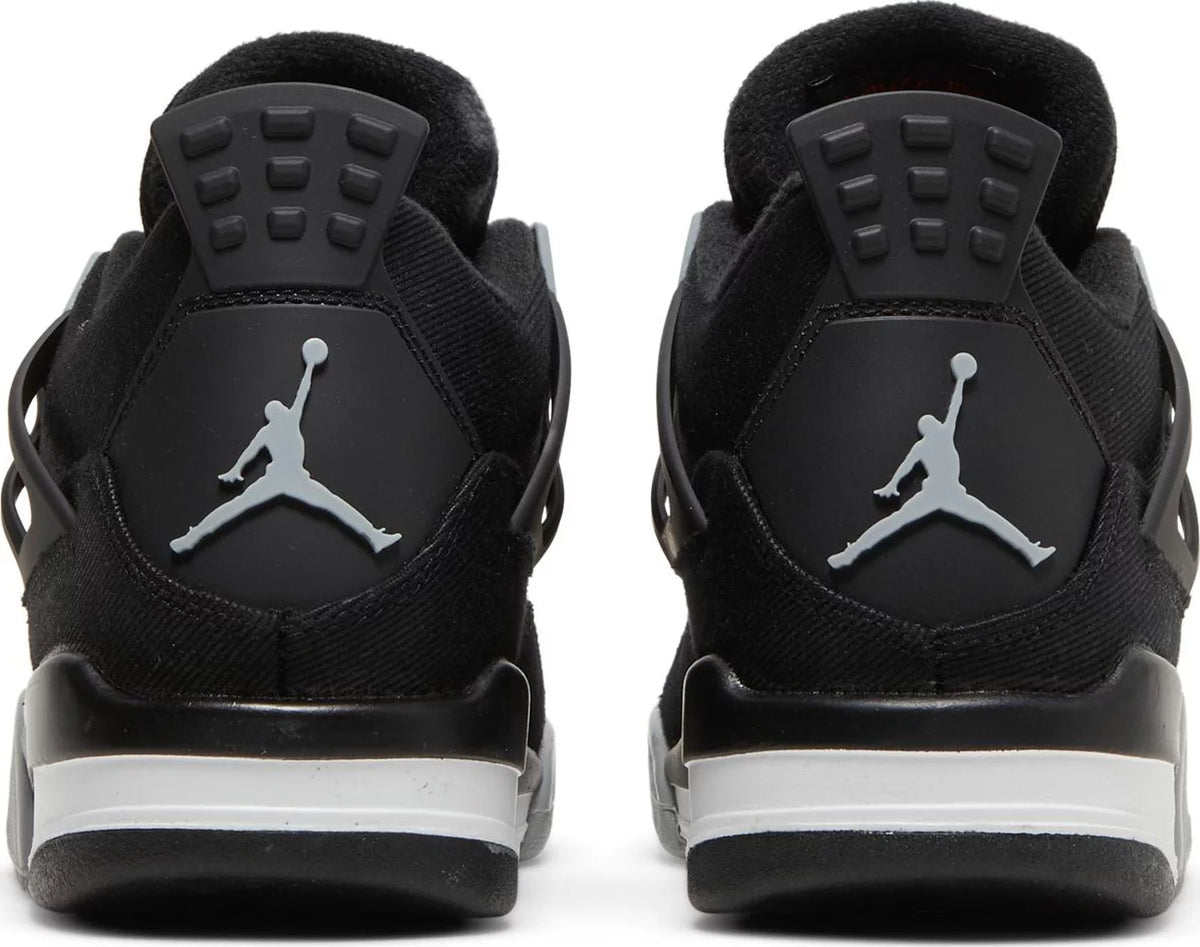 Air Jordan 4 Retro SE Black Canvas Grade School Sneakers - Back