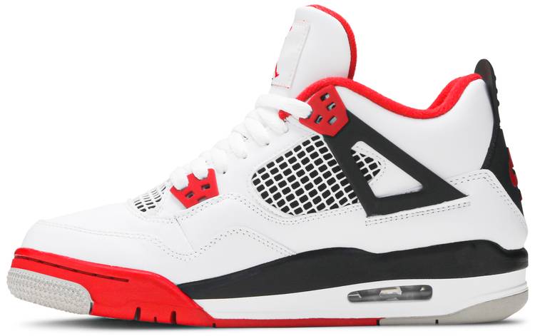Air Jordan 4 Retro OG Fire Red Grade School Sneakers - Side
